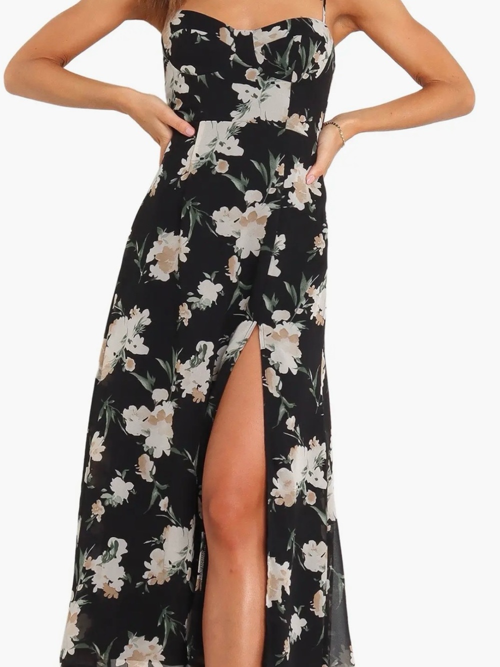 Petal & Pup Meg Floral Print Bustier midi Dress size 2
